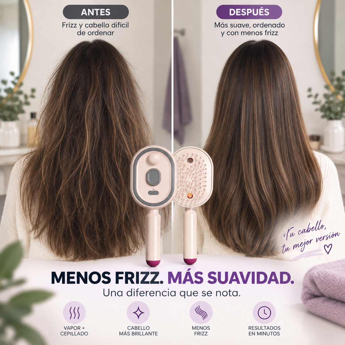 Cepillo a Vapor Anti-Frizz