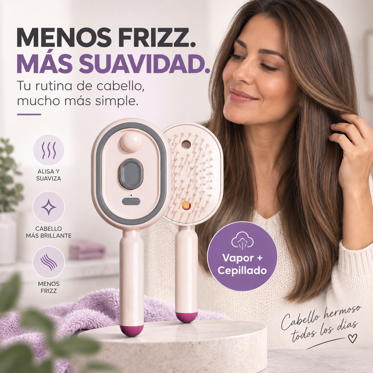 Cepillo a Vapor Anti-Frizz