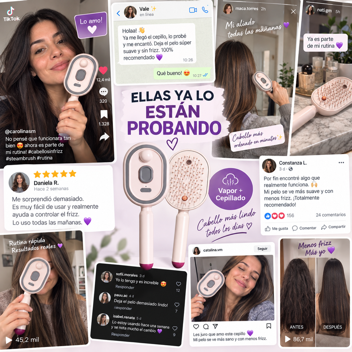 Cepillo a Vapor Anti-Frizz